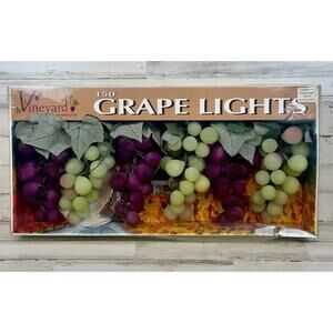 Vintage Grape Cluster String Lights 150 Ct Purple Green Vineyard Decor NOS